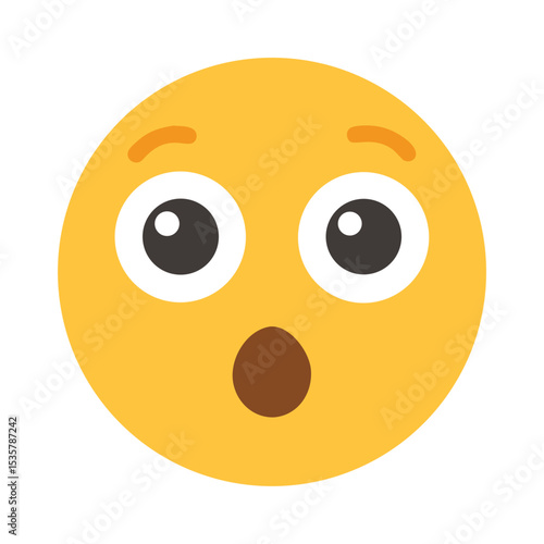 Yellow surprised face emoji on transparent background digital vector illustration colorful vector icon
