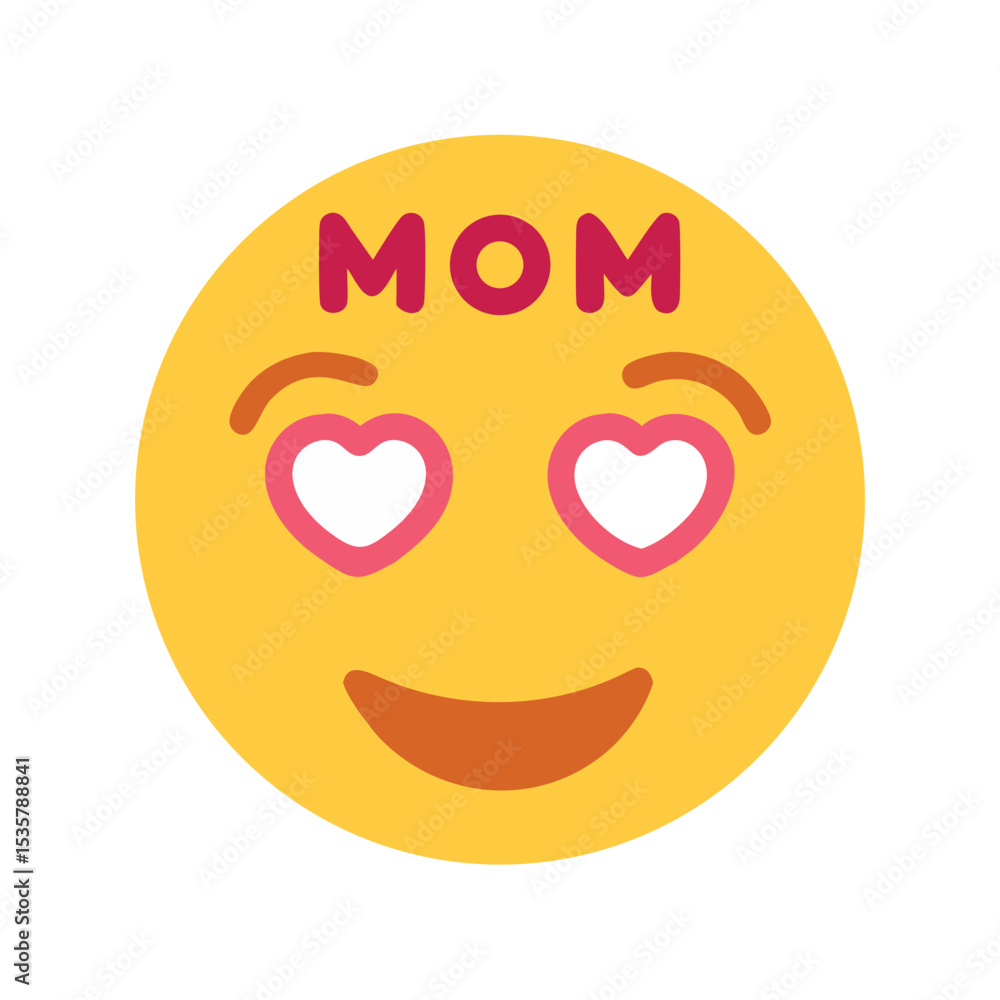 Fototapeta premium A Mom Emoji with Heart Eyes Expressing Love and Affection colorful vector icon