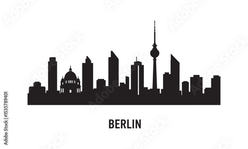 Berlin germany skyline silhouette featuring famous landmarks and architecture black and white vector