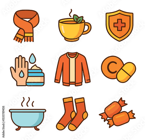 Digital Sketching Icons. Flat icon set of digital sketching tools: stylus pen, tablet screen, brush palette,