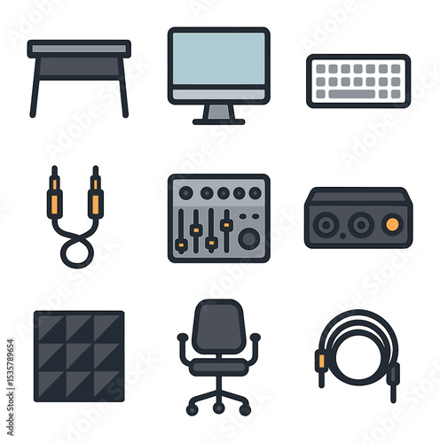 Autograph & Cosplay Icons. Flat icon set of autograph and meetups: autograph pen, photo frame, handshake, fan
