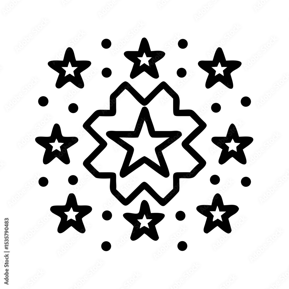 Obraz premium Elegant Black and White Starburst Design with Geometric and Festive Elements colorful vector icon