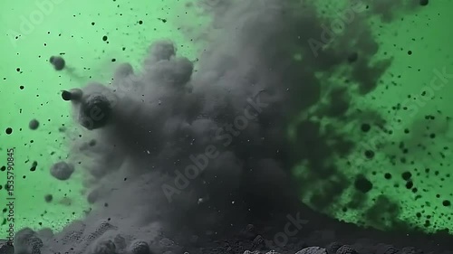 framing angstrom textured park background, burst blackamoor ash nothingness soar rapidly, the twisting ash drift energetically angstrom it counterpoint attractively with the lively scene.