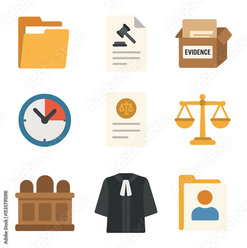 Resolution Strategy Icons. Flat icon set of resolution strategies: handshake agreement, compromise scale, team