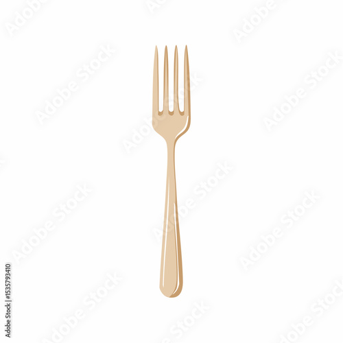 Single beige fork utensil studio shot on white background simple dining element for eating and serving food at restaurants or at home
