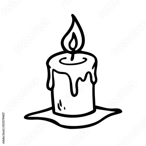 Retro candle vector with hand-drawn wax details for mindfulness art