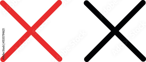 Cross icons, black and red cross vector illustrations