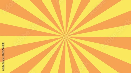 Radial pattern of alternating yellow and orange stripes. Retro sunburst ray animation background. sunburst background perfect for summer themed designs, invitations, posters