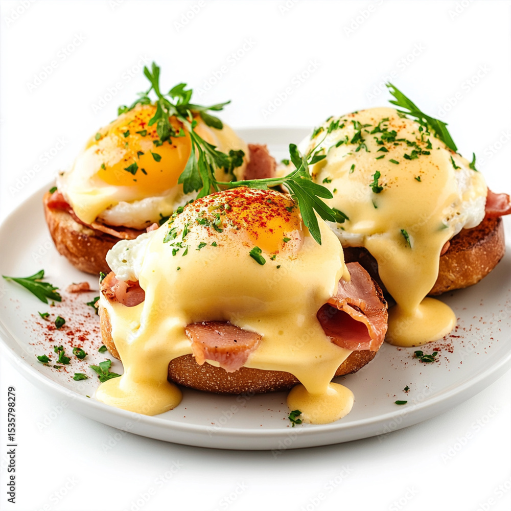 Eggs Benedict On White Background Eggs Benedict On White Background