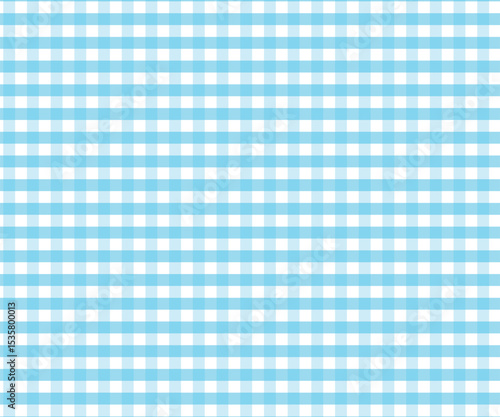 Blue and white gingham pattern fabric with a seamless checkered texture perfect for a vintage picnic tablecloth design