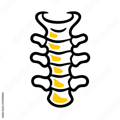 Spine illustration in minimal style with black and yellow colors