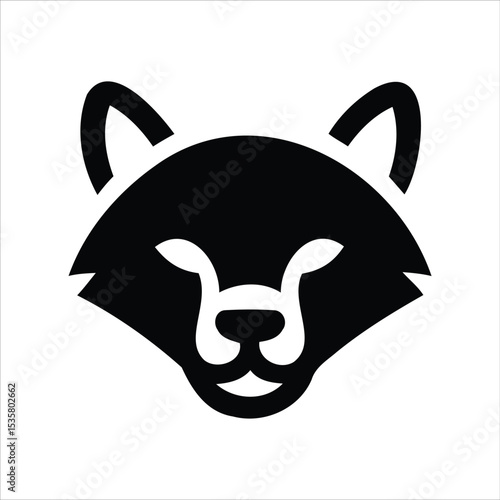 Modern vector illustration of a black and white raccoon face icon on white background
