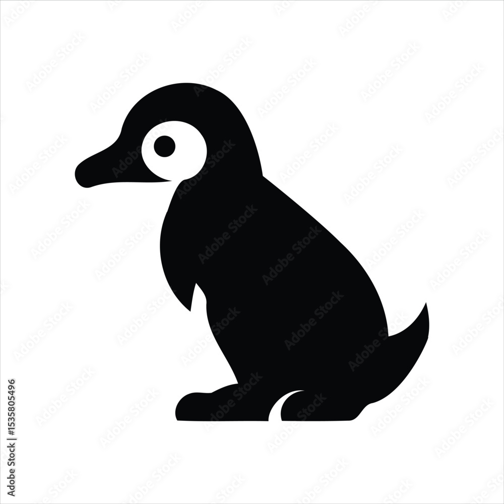 Fototapeta premium Cute Black Penguin Silhouette Perfect for Creative Projects