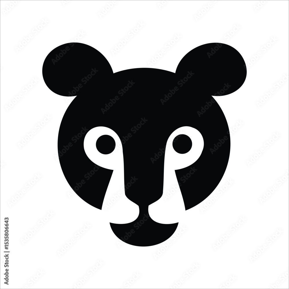 Fototapeta premium Simple black and white lion face vector graphic illustrating animal head minimalist design
