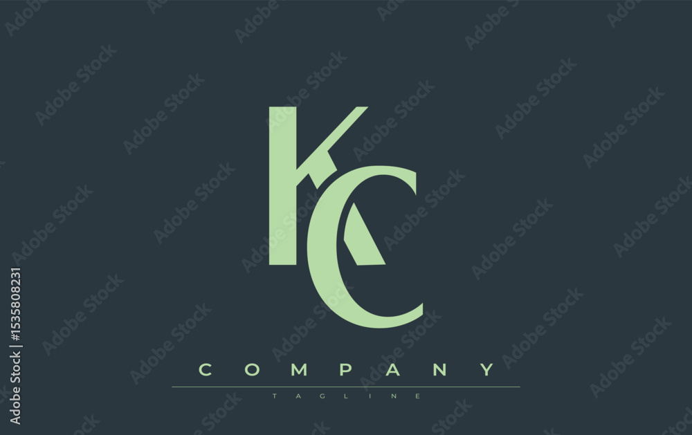 KC Modern Initials Logo Design. Branding logo with stylized initials showcasing bold design and modern aesthetic. Ideal for professional business branding or creative projects focusing on minimalistic