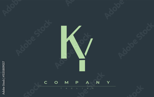 KY Modern Initials Logo Design. Branding logo with stylized initials showcasing bold design and modern aesthetic. Ideal for professional business branding or creative projects focusing on minimalistic