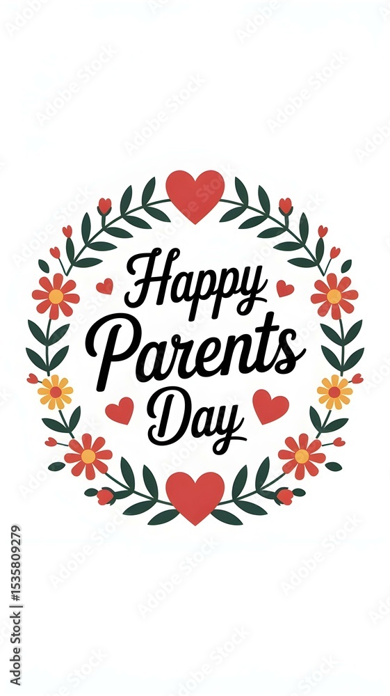 Obraz premium Happy Parents Day Floral Greeting Card Design