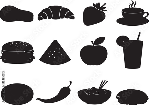 Colorful food and drink illustration for menu or cookbook