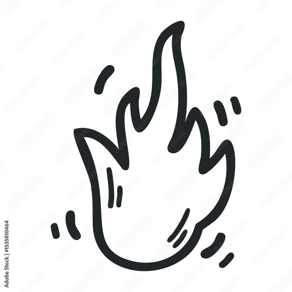 Obraz premium Cartoon style fire flame with dynamic line art – stock vector icon in line drawing style