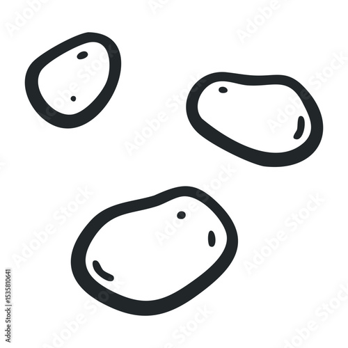 Simple black and white potato icon illustration – stock vector icon in line drawing style