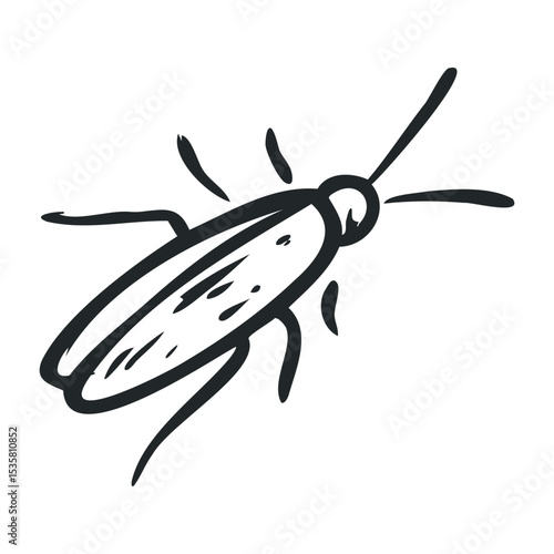 Hand-drawn cockroach sketch in minimalist style – stock vector icon in line drawing style