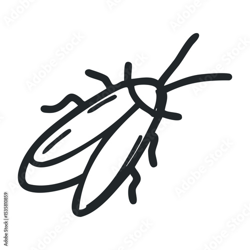 Simple line art illustration of a cockroach – stock vector icon in line drawing style