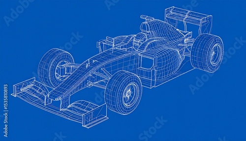 F1 Race Car Blueprint Vector