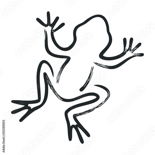 Silhouette of a frog in dynamic pose with minimalist design – stock vector icon in line drawing style