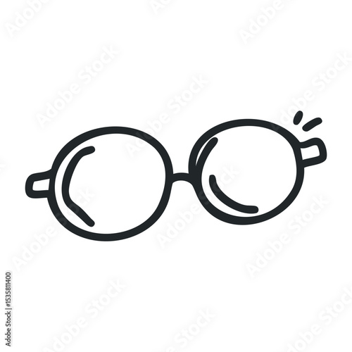 Hand-drawn sketch of eyeglasses with simple lines – stock vector icon in line drawing style