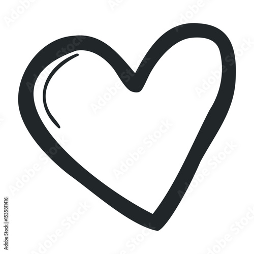Black heart line art symbolizing love and emotion – stock vector icon in line drawing style
