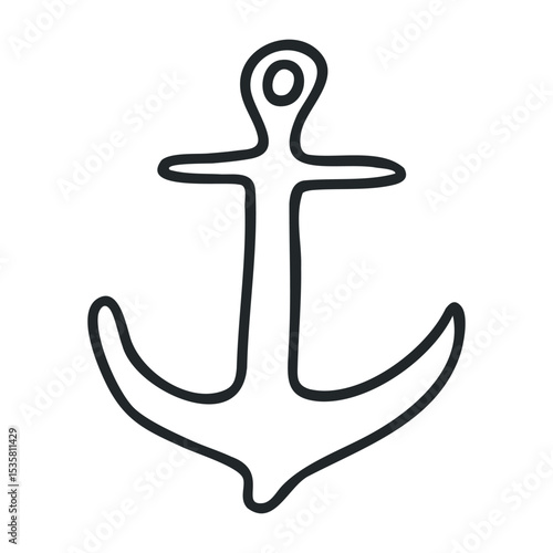 Simple nautical anchor outline design illustration – stock vector icon in line drawing style