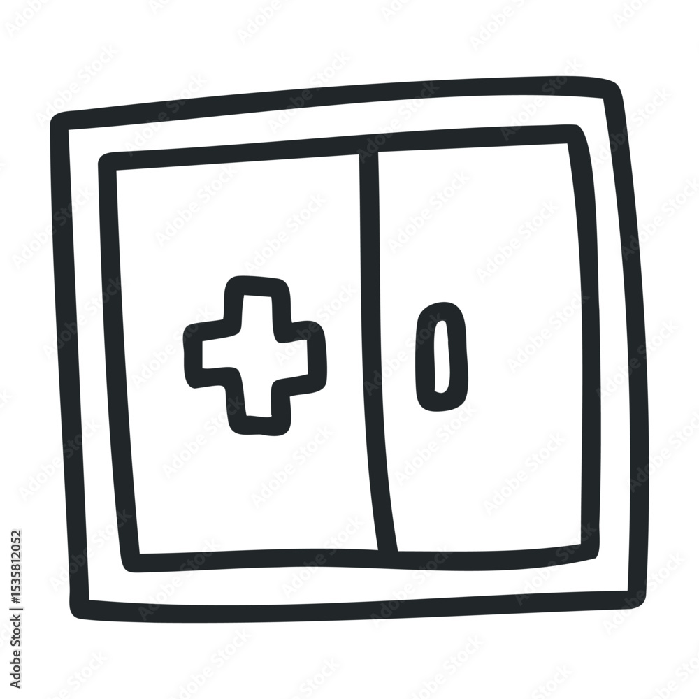 Obraz premium Simplified hospital door icon with cross symbol – stock vector icon in line drawing style