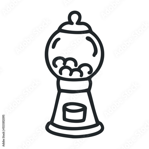 Outline of a gumball machine filled with spherical candies – stock vector icon in line drawing style