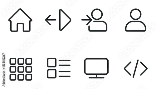 Ui and household icons set – linear, minimalist and simple design elements