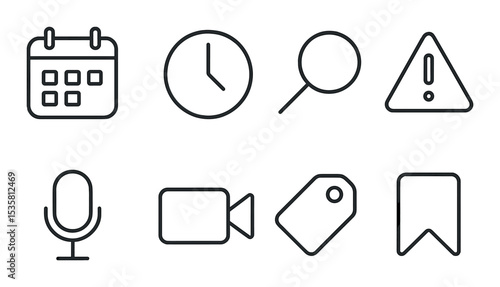 Essential ui icons set – linear style, sleek and modern interface design symbols