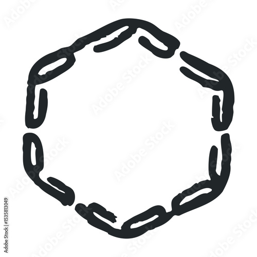Simple hexagon with chain link design – stock vector icon in line drawing style