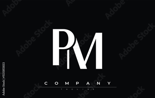 PM Modern Initials Logo Design. Branding logo with stylized initials showcasing bold design and modern aesthetic. Ideal for professional business branding or creative projects focusing on minimalistic