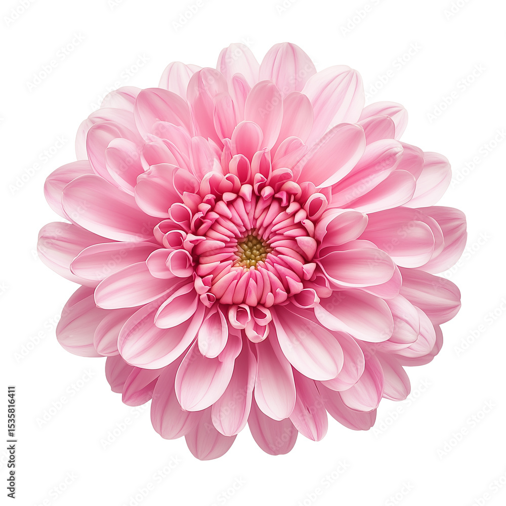 Fototapeta premium Pink dahlia flower isolated on white, a beautiful summer blossom showcasing its delicate petals