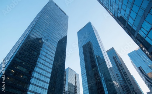 Wallpaper Mural Modern City With Long skyscraper sunlight from sky   Torontodigital.ca