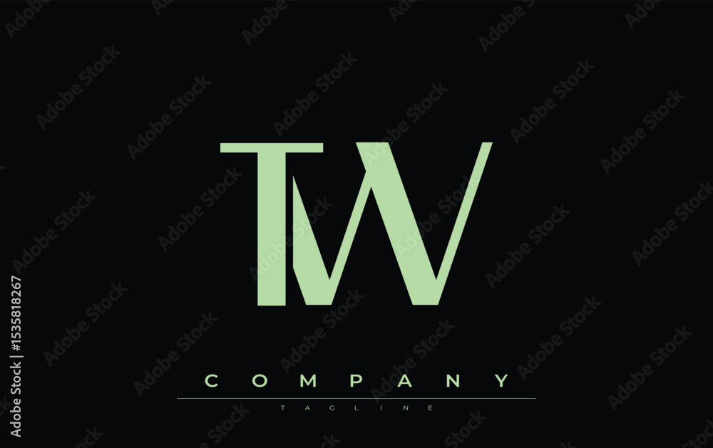 Fototapeta premium TW Modern Initials Logo Design. Branding logo with stylized initials showcasing bold design and modern aesthetic. Ideal for professional business branding or creative projects focusing on minimalistic