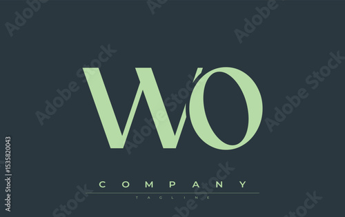 WO Modern Initials Logo Design. Branding logo with stylized initials showcasing bold design and modern aesthetic. Ideal for professional business branding or creative projects focusing on minimalistic