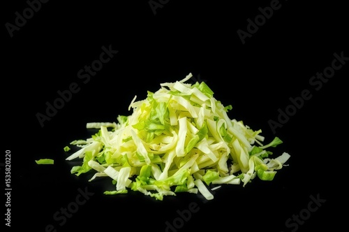 Shredded Iceberg Lettuce on Black