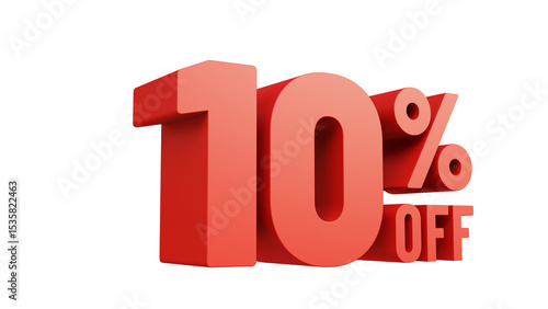 Canvas Print 3D render red text 10 percent off isolated background