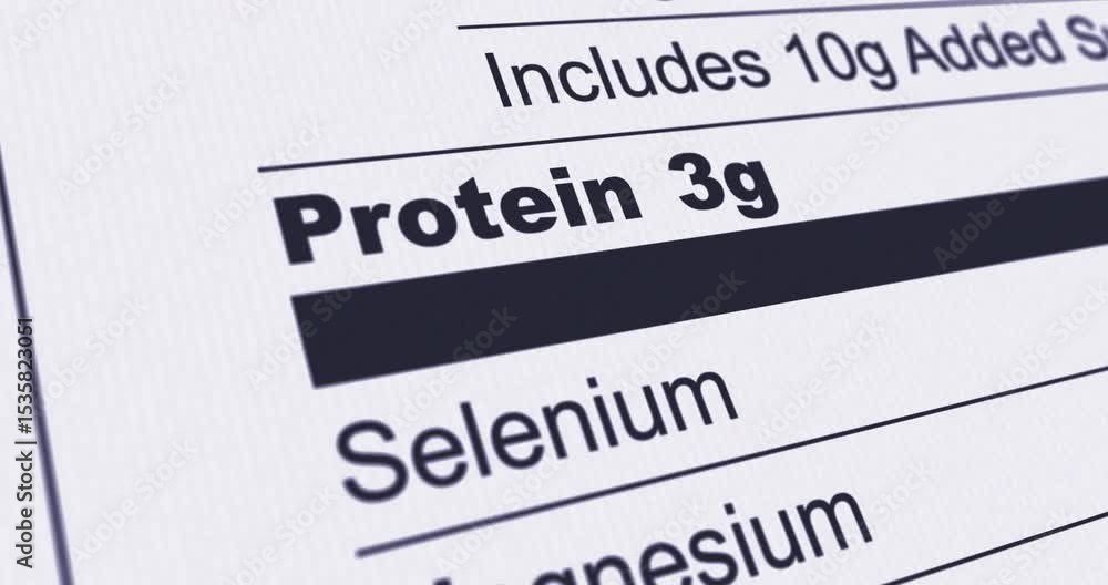 Nutrition Facts Label with Calcium, content line highlighted, information of Ca - calcium element content in product, footage Nutrition Facts Label with Calcium, content line highlighted, information of Ca - calcium element content in product, footage
