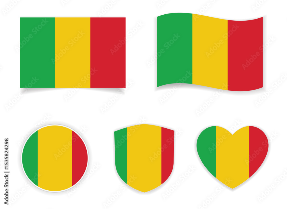 Fototapeta premium Mali national flag icon set