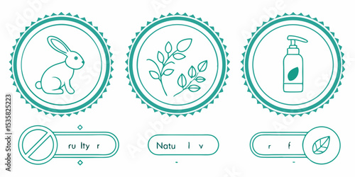 Illustrated icons for cruelty free natural and eco friendly products with transparency for versatile design