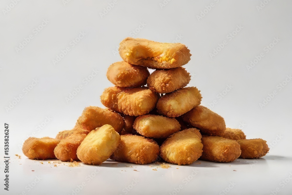 Fototapeta premium Golden Crispy Chicken Nuggets Pyramid
