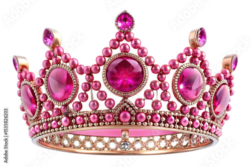   majestic pink crown of elegance on a clear png or isolated on white background PHNG,AI GENERATED