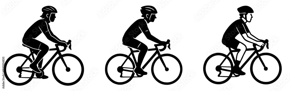 Obraz premium Cyclist in racing gear black silhouette vector