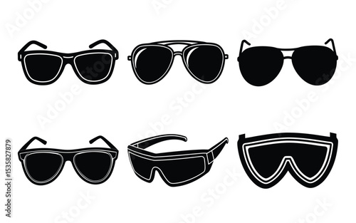 Smart sunglasses silhouette on white background